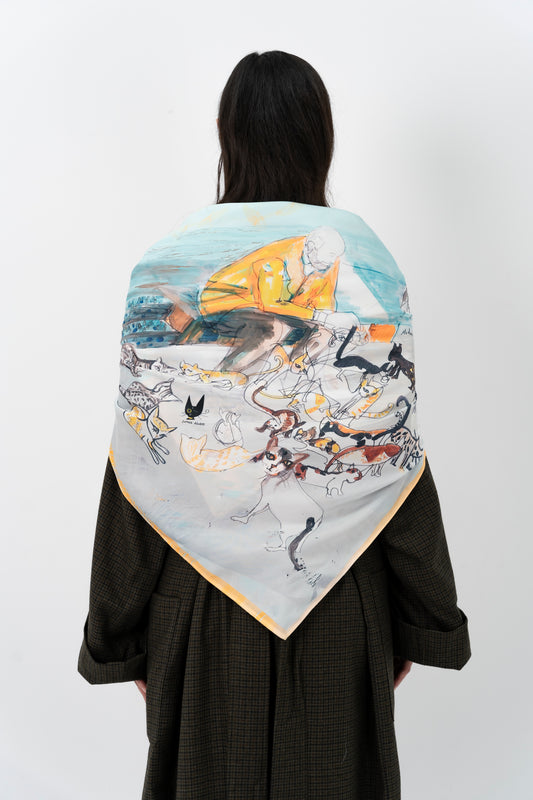 The Cat Man & stray cats Square Scarf