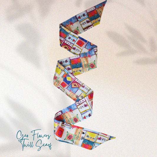 Geo. Flowers twill scarf